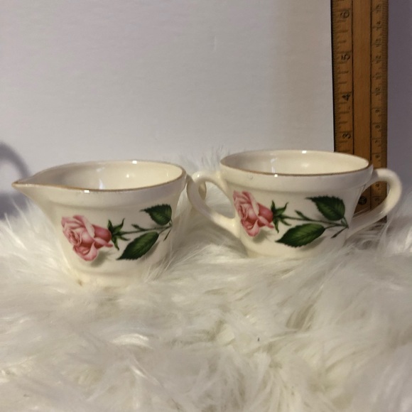 Pink rose cream and sugar set - Picture 2 of 2